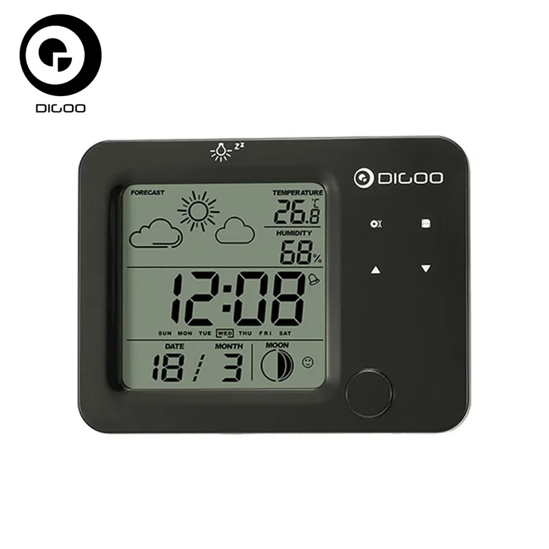 Digoo DG-C5, беспроводной гигрометр с голубой подсветкой, термометр, метеостанция, сенсорный датчик, будильник