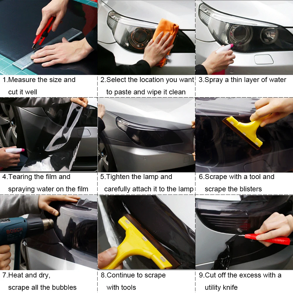 30*60 см 2 шт. Автомобильная фара tialLight декоративная виниловая пленка наклейка для BMW