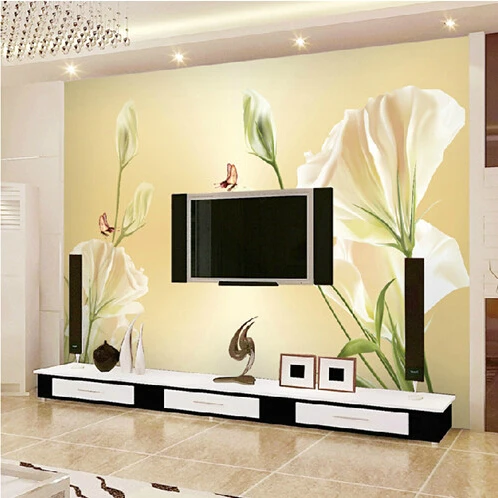 TV backdrop wallpaper simple self-adhesive stickers 3D stereoscopic large video wall paintings and elegant bedroom nonwoven | Дом и сад