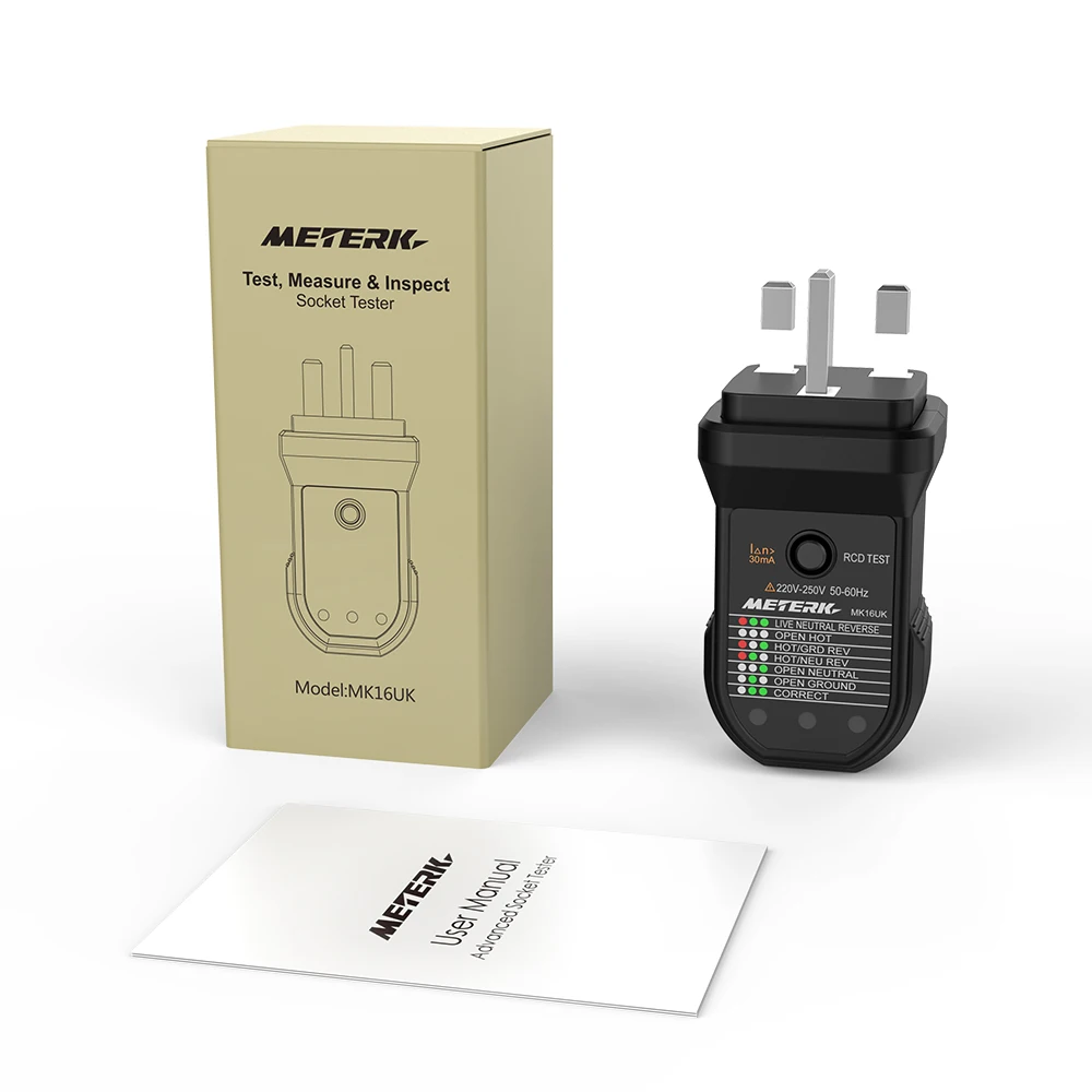 Проверка электрической розетки Meterk Advanced RCD автоматический заземляющий провод