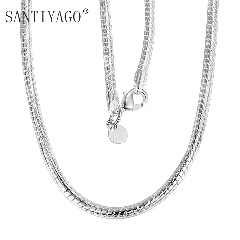 Посеребренная итальянская цепочка без никеля 4 мм 16 &quot18&quot 20 &quot22&quot 24 &quot30&quot на