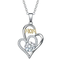 high grade mom necklace mothers day double heart necklace mothers day gift