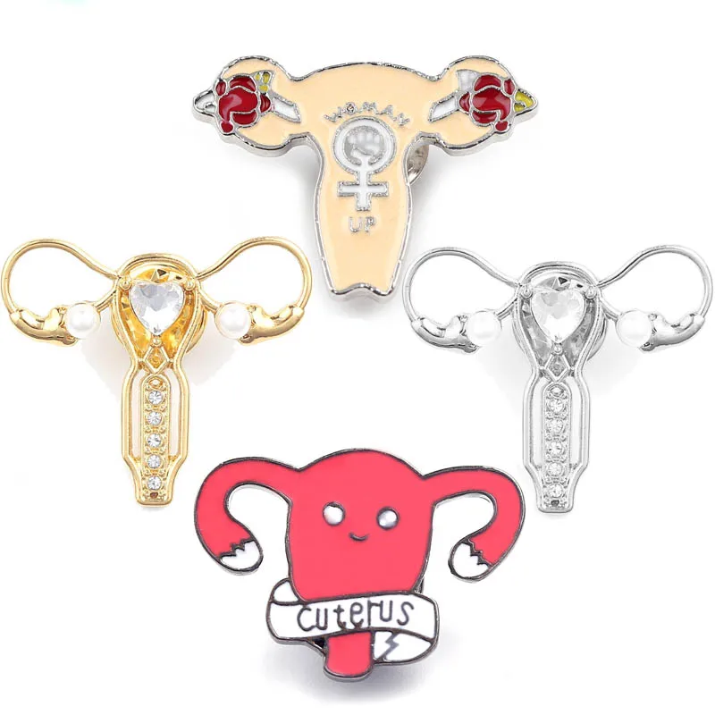 Оптовая продажа 10 шт./лот Cuterus pin матки эмали штырь роза цветок броши для женщин