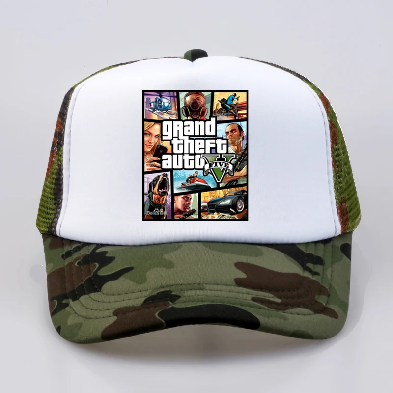 Камуфляж Мода Grand Theft Auto V 5 GTA 5 бейсбольные кепки Горячие игры GTA 5 фанатов кепки крутые летние сетчатые кепки для водителя грузовика - Цвет: Камуфляж