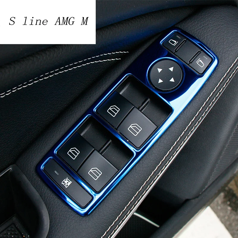 Стайлинг автомобиля панель для подлокотника Sitcker trim кнопки подъема стекла Mercedes