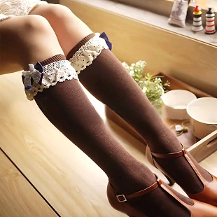 

Чулки принцессы в стиле "Лолита", кружевные женские чулки с бантом, высокие носки до щиколотки, цвета на выбор