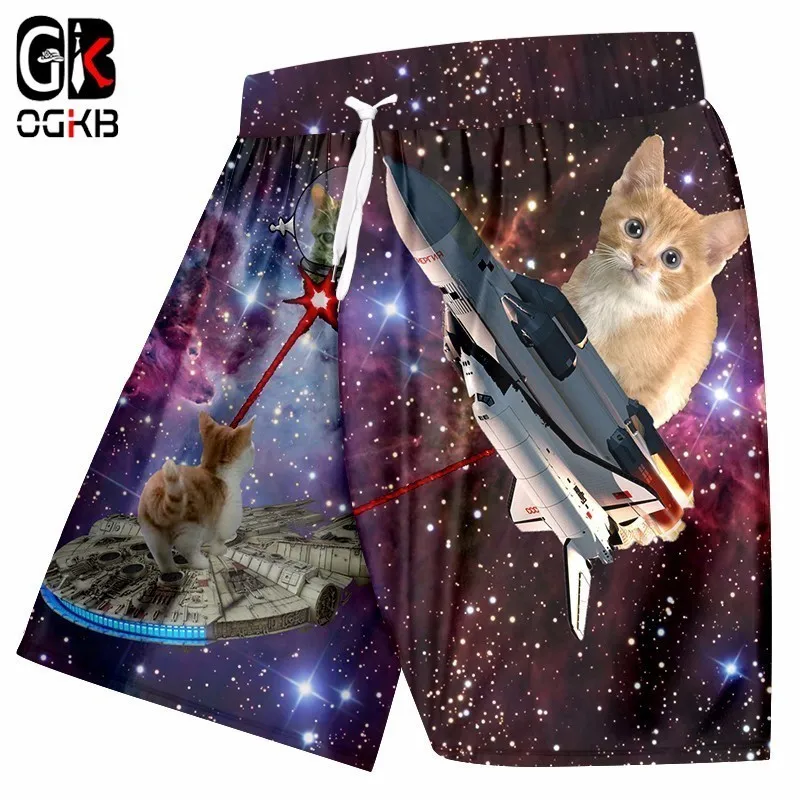 Шорты OGKB мужские пляжные с 3D принтом Галактики повседневные короткие штаны