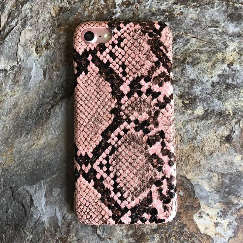 Pink Классный змеиная текстура чехол для телефона s для iPhone 6 6s 8 7 Plus XS чехол для Max XR Обложка на заднюю панель из искусственной кожи для iPhone 11 Pro Max Coque Fundas - Цвет: Pink