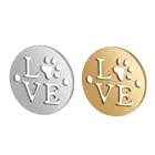10 шт.лот 316L нержавеющая сталь любовная буква разъем Золотой Серебряный тон 12 мм круглый диск монета Шарм для DIY ювелирных изделий материал