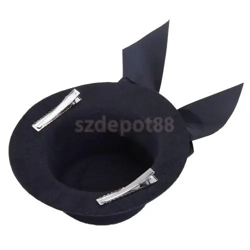 Женская мини шляпа Вуалетка Burlesque Millinery головной убор с бантом черный|mini top hat