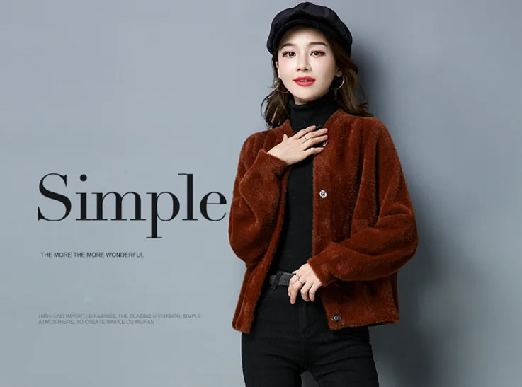 

Guesod 2017 Women Sweater Autumn Winter Korean Short Long Sleeve Thicken Sweater Female Coat Solid Color Mink Cashmere Cardigan