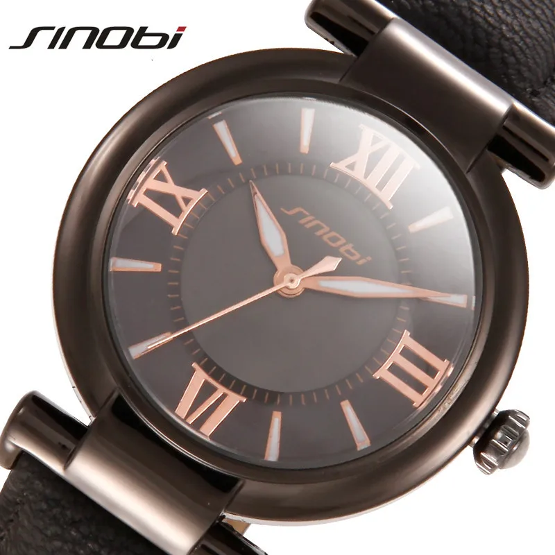 Женские кожаные часы SINOBI повседневные с ремешком под платье кварцевые наручные