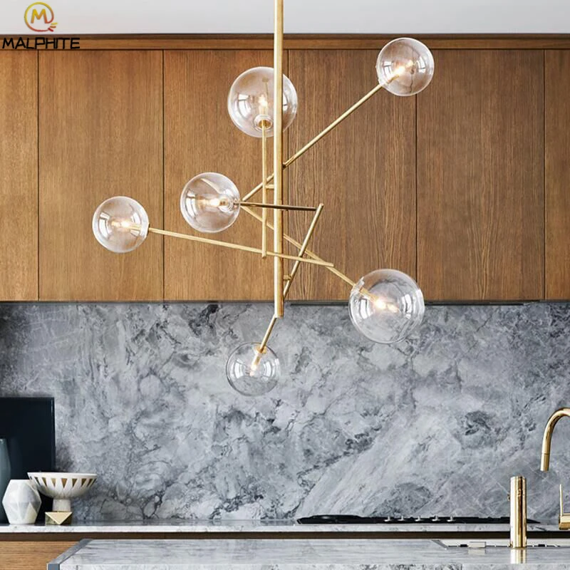 Nordic Magic beans pendant lights modern living room geometry lamps study glass ball Decoration LED lighting fixtures | Лампы и