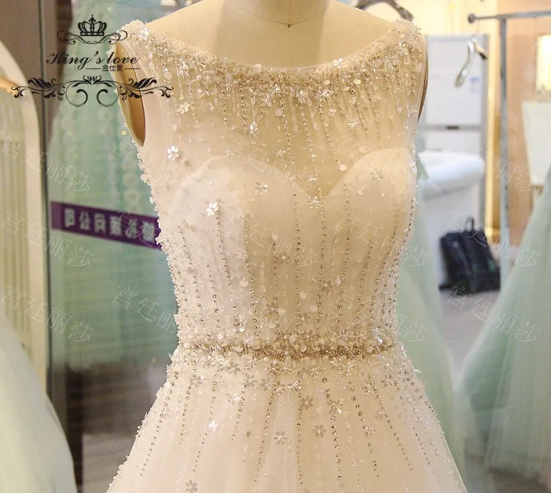 2016Real Images Boat Neck Birdal Gown Vestidos De Novia Ball Wedding Dress Hand Made Pearls&ampBeaded Free Shipping | Свадьбы и