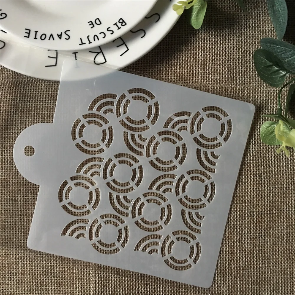 

Горячая Распродажа 15 см круглые пузырьки DIY слойные трафареты рисунок фотография шаблон