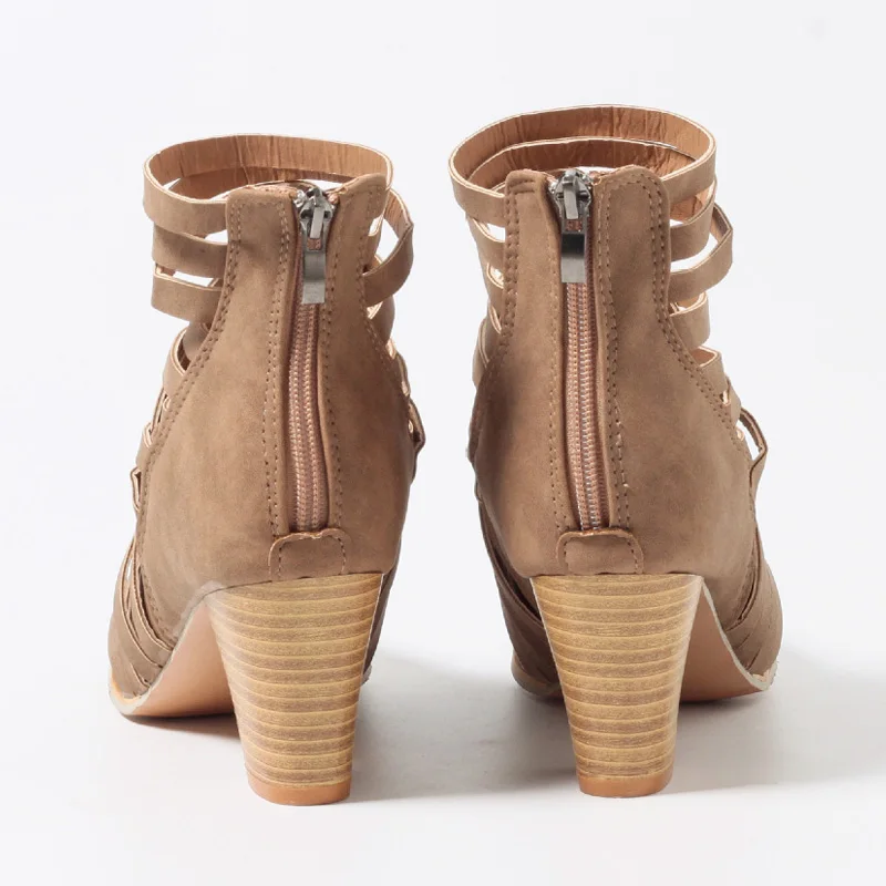 Ankle Boots Ladies Shoes Hollow Women Block Heels Pumps Scarpe Donna Retro Sexy Back Zippier Sapato Feminino | Обувь