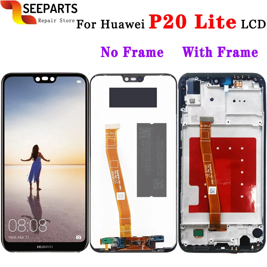 

ЖК-дисплей и сенсорный экран для Huawei P20 Lite с дигитайзером в сборе, Замена с рамкой для HUAWEI P20 Lite ANE-LX3 Nova 3e