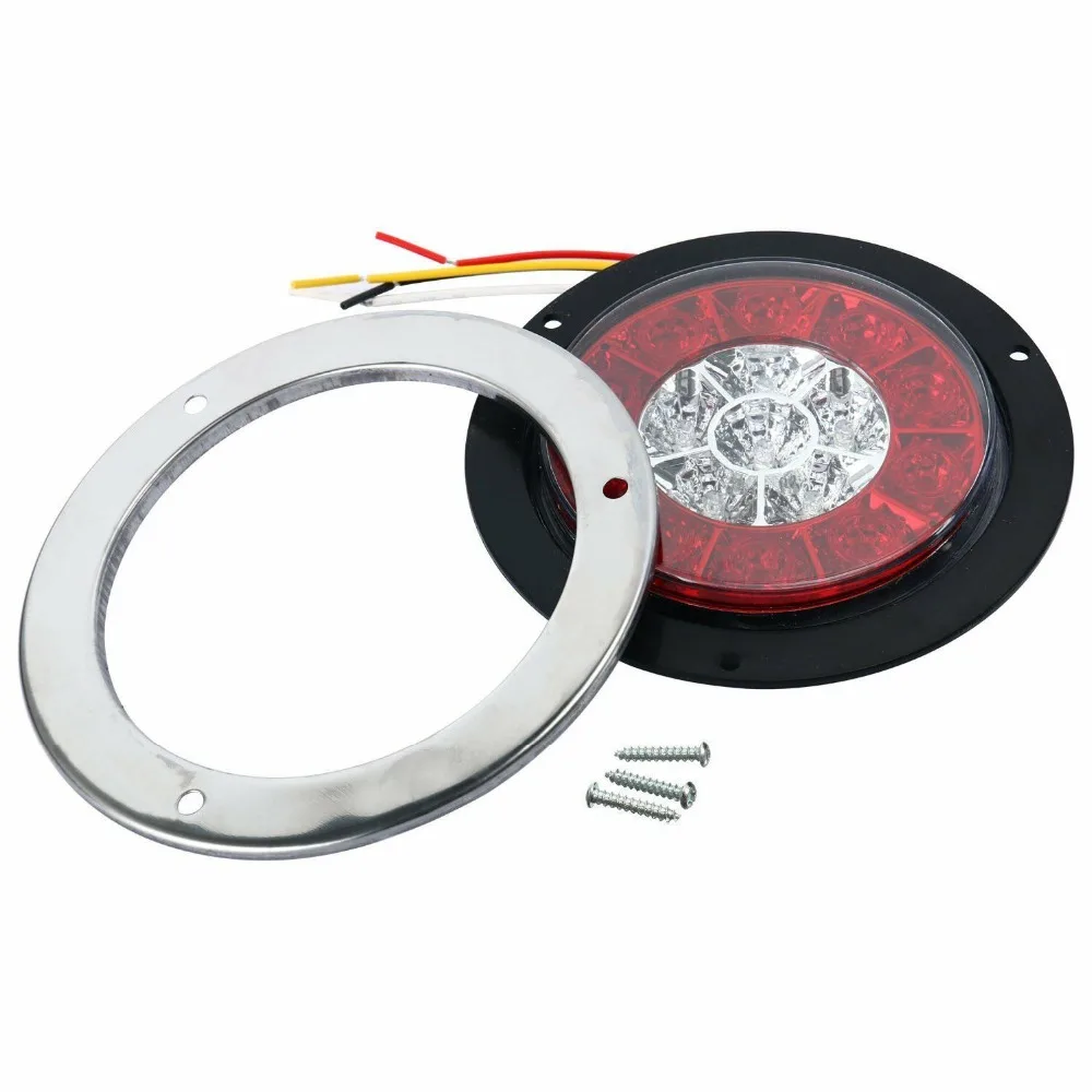 2 шт. 4 дюймовое круглое хромированное кольцо Fuleem 16LED красное и белое для