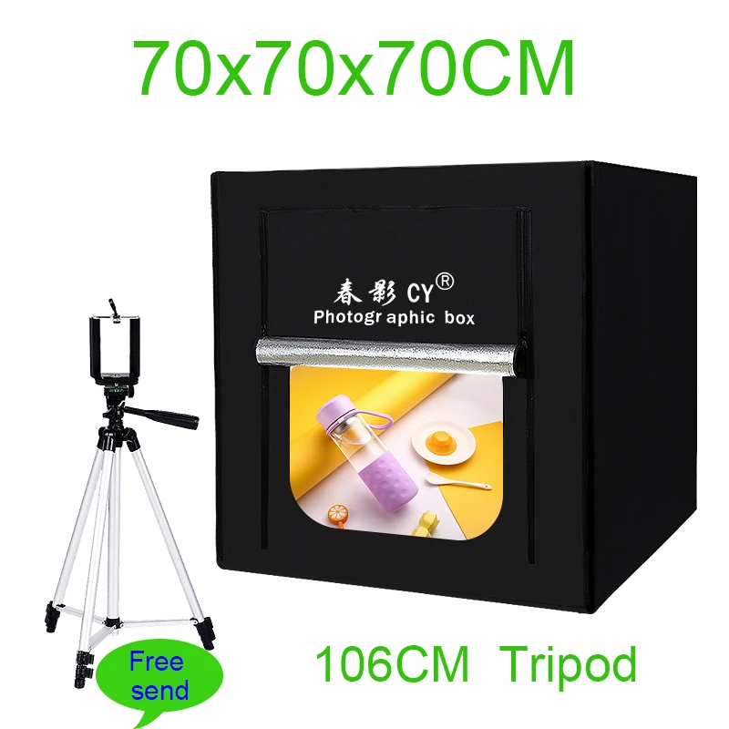 CY 70cm LED Photo Studio Softbox Light Tent Soft Box fotostudio Dimmable photo light box for Phone Camera DSLR Jewelry Toy Shoes
