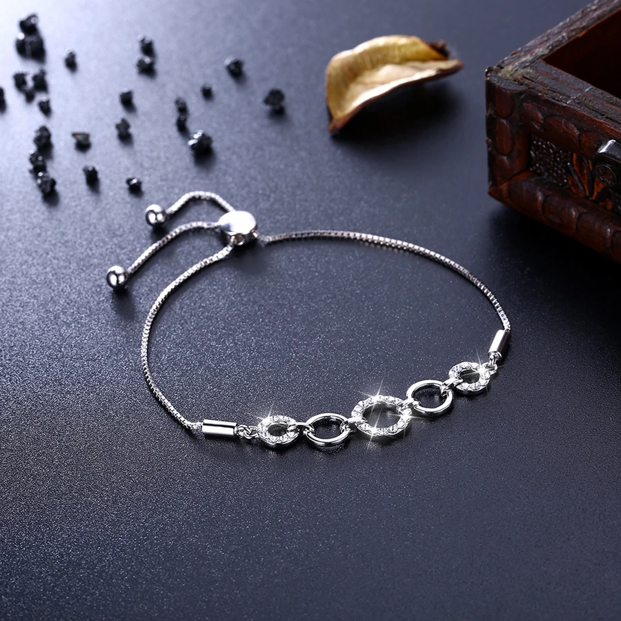 MALANDA Кристалл от Swarovski Круглый круглые браслеты для женщин Мода Серебряный Браслет Свадебные офисные украшения