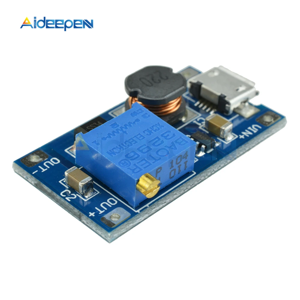 5 шт. Повышающий Модуль MT3608 DC 2 а с MICRO USB в 24 до В 9 12 28 в|Детали и аксессуары для