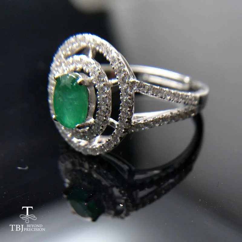 TBJ, натуральный Замбия зеленый 1ct изумрудная подвеска кольцо ювелирный набор из стерлингового серебра 925 пробы с подарочной коробкой для женщин в качестве лучшего подарка