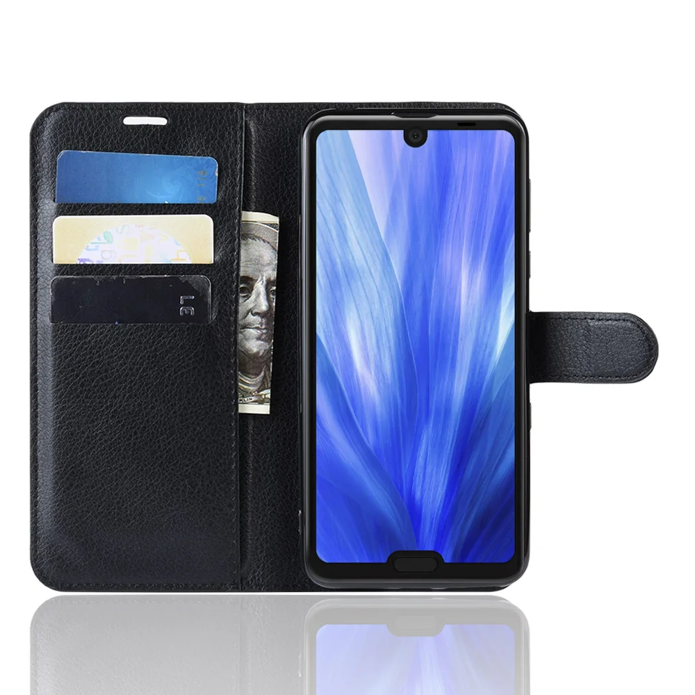 Для Sharp Aquos R3 чехол Lichi Роскошный кожаный флип-чехол для телефона кошелек
