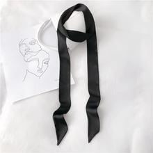 Luna & Dolphin-bufanda larga y estrecha para mujer, bandana de goma de seda de Color sólido, lazo rojo, cinta negra para bolso, Gargantilla, Streamer, 200x5cm
