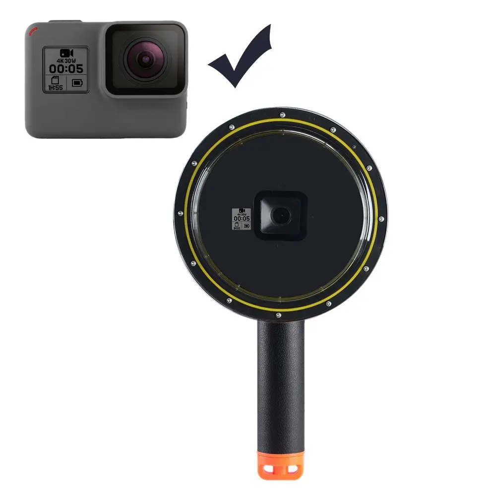 Купить Для GoPro HERO 6 5 водонепроницаемый купольный порт подводный Корпус чехол с плавающим поплавком для GoPro 5 6 Аксессуары для объектива камеры