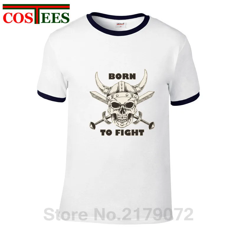 2019 череп дизайн Vestido Viking Born to Fight футболка Для мужчин Викинги воин Берсерк и