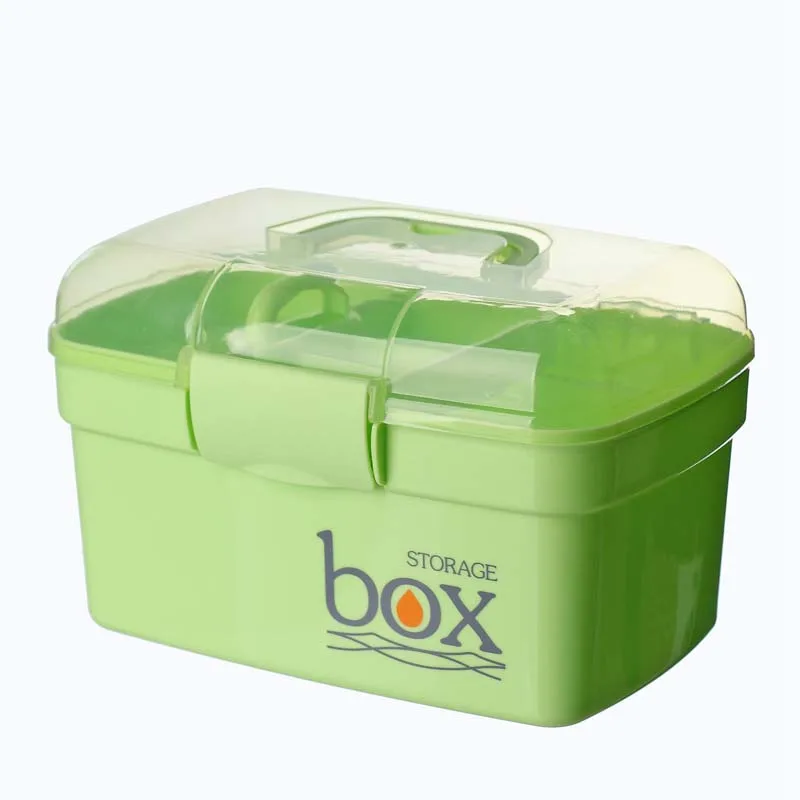 Green Medicine Box Практичный дизайн, медицинский ящик для домашнего использования, аптечка, пластиковый контейнер, аварийный набор, портативный органайзер для хранения - Цвет: Green Medicine Box