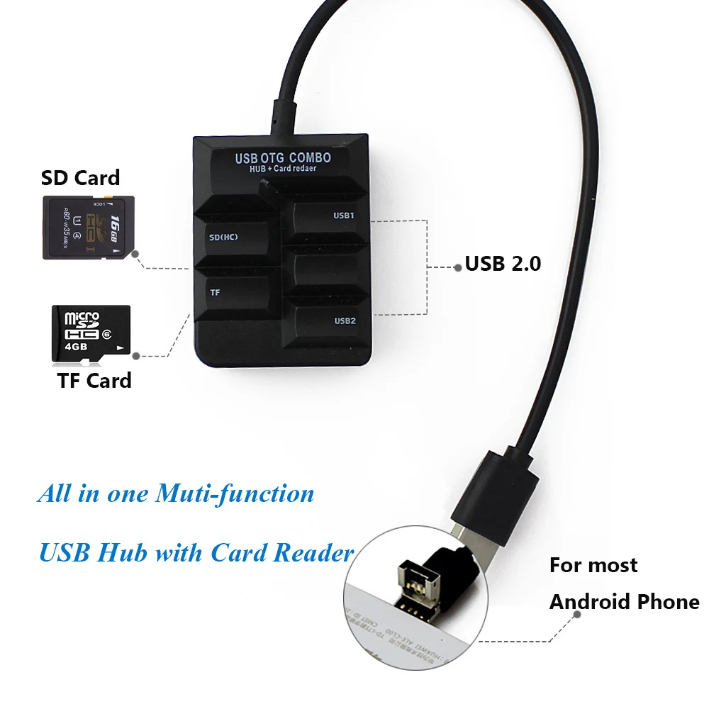 CHYI Usb 2,0 OTG концентратор мульти 4 порта Micro Usb 2,0 Hab разветвитель с SD/TF кард-ридер Компьютерные аксессуары для Android смартфонов