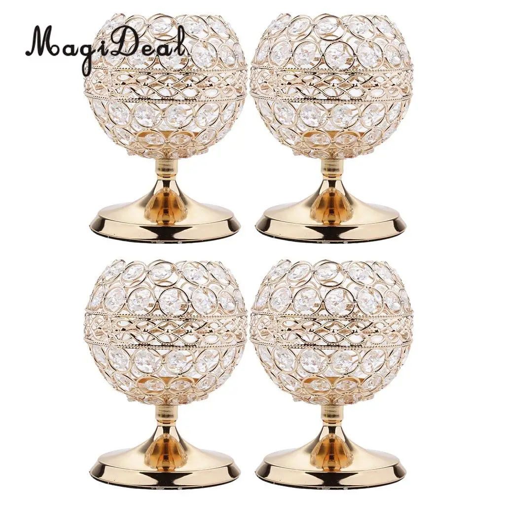 4 шт. винтажные блестящие хрустальные подсвечники из сплава Свадебные подсвечники-Центральные элементы Набор для обеденного стола украшения подарки