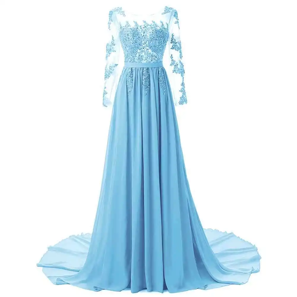 Вечернее платье с длинными рукавами 2019 шифоновые платья для выпускного в деловом