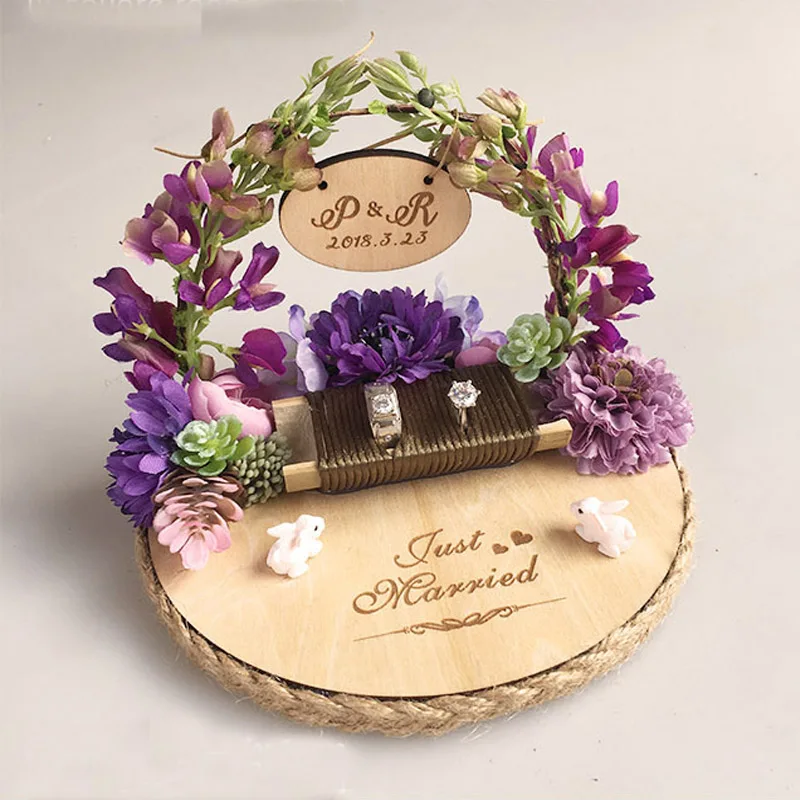 Flower design 1 шт Новое креативное уникальное пользовательское имя кольцо в форме гнезда держатель Персонализированные Свадебные предложения обручальное украшение кольцо Подушка - Цвет: Flower design