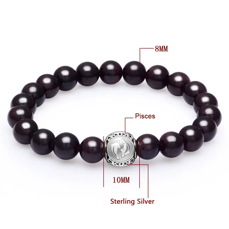 Женский браслет из стерлингового серебра 925 пробы с красными натуральными