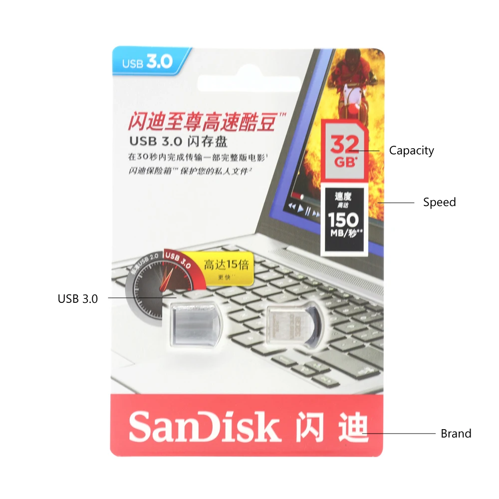 SanDisk usb флеш-накопитель 64 ГБ 32 128 Ультра подходит 3 0 до 130 м/с супер мини