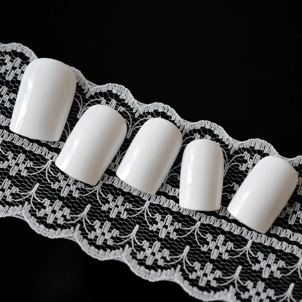 Накладные ногти среднего размера чистый цвет блестящие пластиковые накладки для