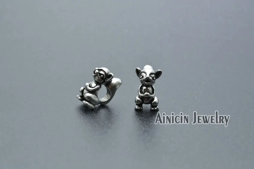 

5pcs 304L Stainless Steel 5mm Big Hole Beads Squirrel Shape DIY Jewelry Bracelet Making Materials