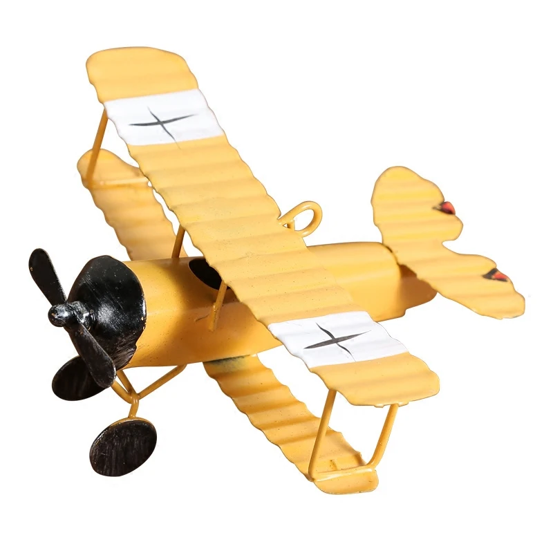 Vintage Metal Plane Model Iron Retro Aircraft Glider Biplane Aeromodelo Pendant Airplane Toy Home Decor Red Blue Yellow | Дом и сад