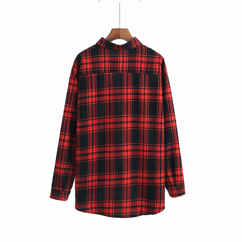 Women Blouse Blusas Tops Plus Size Spring Autumn Pullovers Plaid Button Down Loose Shirt Belt Oversized |