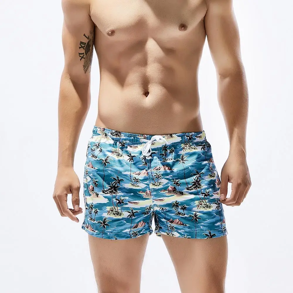 Мужские штаны для пляжа и серфинга с цветочным принтом короткие быстросохнущие