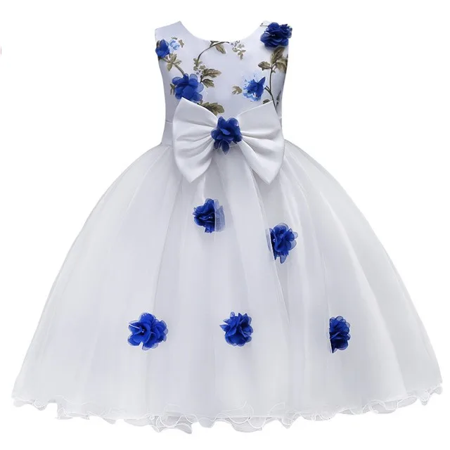 Princess Flower Girls Dresses Big Bow Sweet Appliques Kids Ball Gown Wedding Birthday Children Vestidos | Детская одежда и обувь