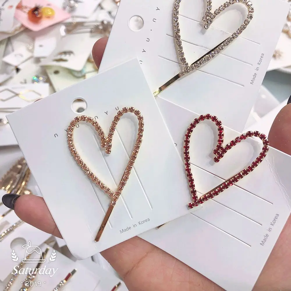 

Wild diamond wind hair ornament peach heart simple headwear clip bangs clip Hairpin temperament female Hair Styling Accessories