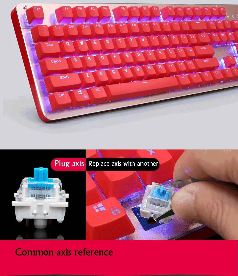 Kananic 87 ключ/104 ключ эргономичная RGB подсветка USB Проводная Механическая клавиатура с игровым чипом Дизайн Оси горячей замены