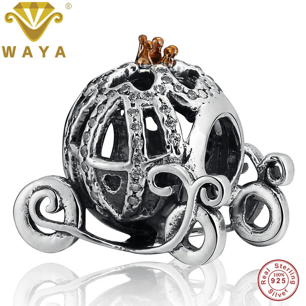 Waya 925 серебро Ювелирные украшения Шарм Золушка тыквы Тренер CZ Талисманы