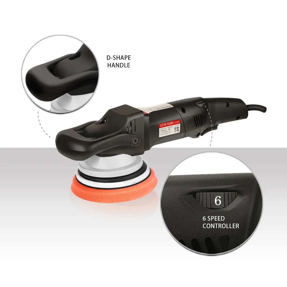 SPTA 5 дюймов 125 мм принудительное вращение полировщик двойного действия, средство для полировки DA), полировальная машинка для автомобилей с эксцентриковым, и полировальными колодками