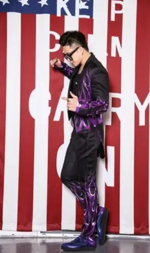 Новинка 2017 Мужская одежда для ночного клуба костюм под смокинг певица с черным