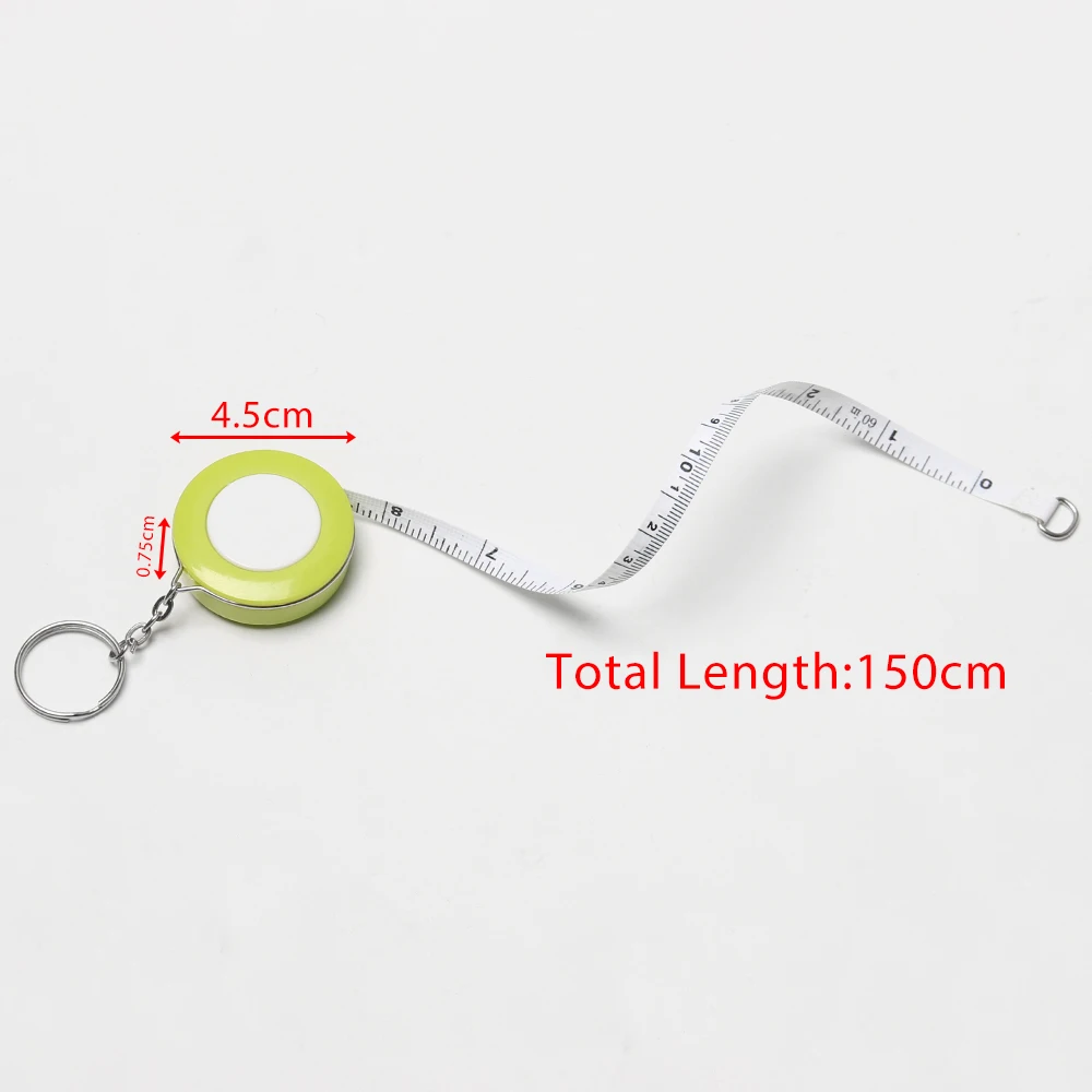 

1Pcs Portable Mini Tape Measure Candy Color 150cm/60 Inch Soft Ruler Measuring Tool Keychain Tape Measure 4 Colors Hand Tool