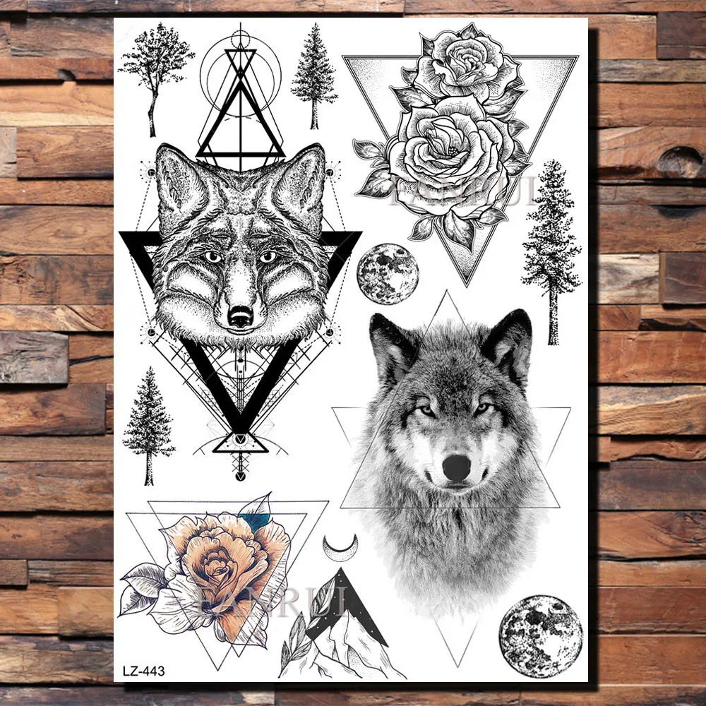 Круглые временные тату FANRUI черные фальшивые татуировки водонепроницаемые на